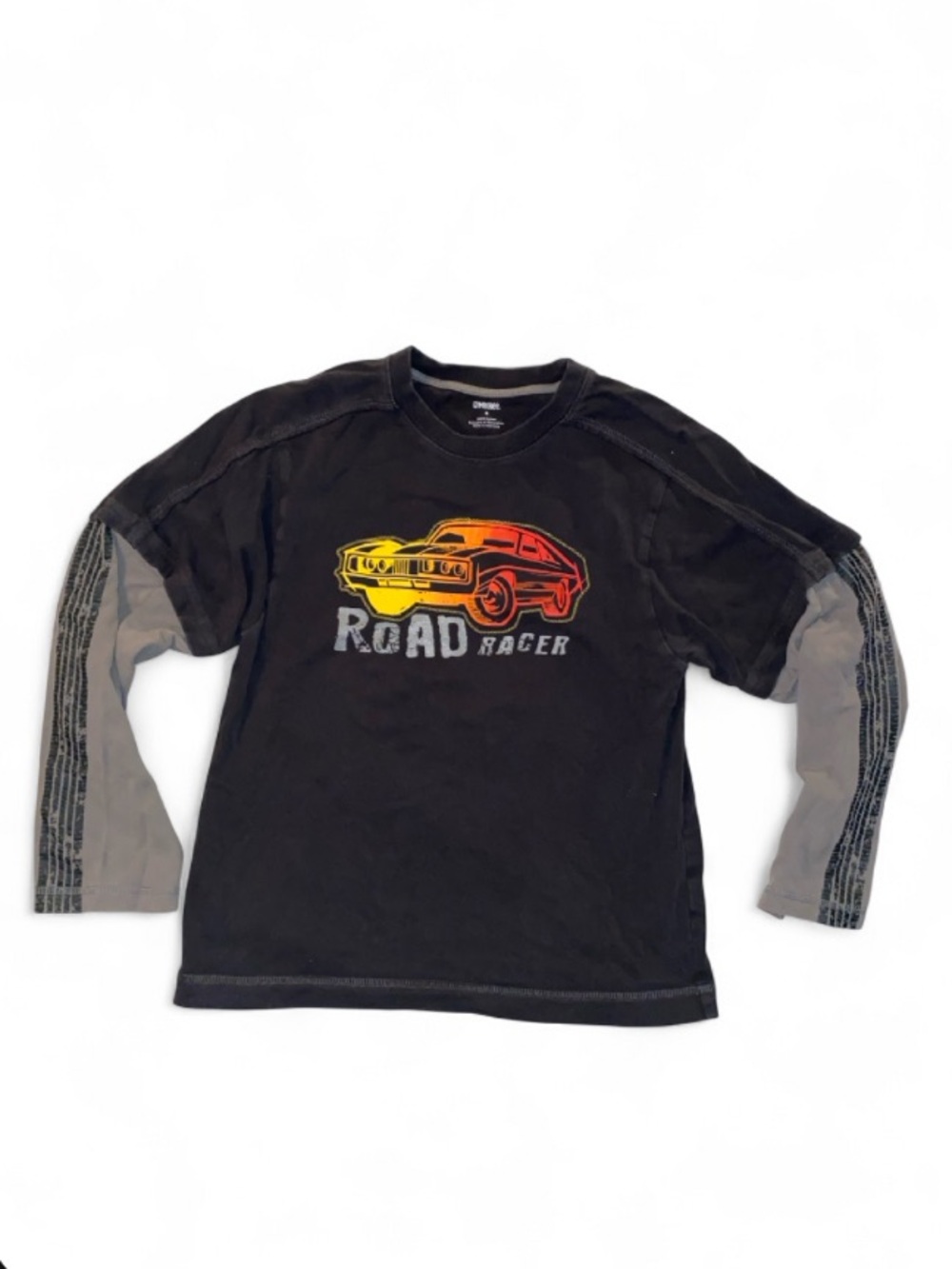 Gymboree Black Long Sleeve Road Racer Tee with Gray Sleeves